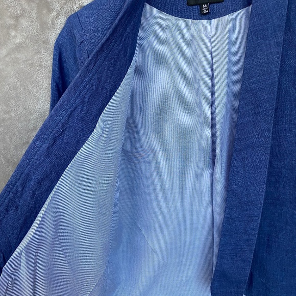 🎉Luii, Linen Blazer with blue pinstripe lining, Size MED, Chambray Blue - Picture 3 of 7